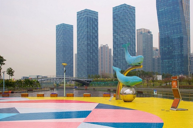 Khu kinh doanh quốc tế Songdo có cảnh quan đẹp và nhịp sống sôi động